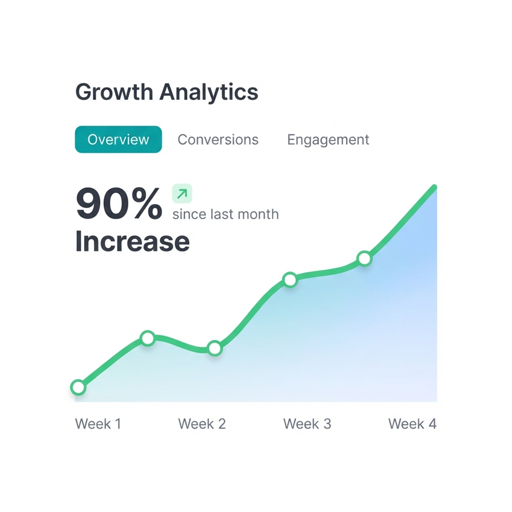 3D glassmorphic growth charts and a pastel megaphone